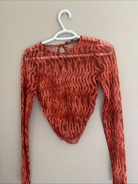 ZARA RED WAVE SHEER TOP